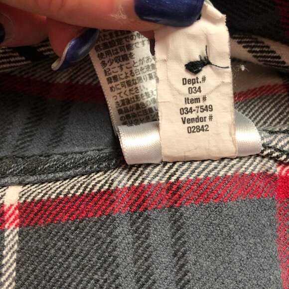Eddie Bauer Plaid Flannel Button Up Shirt Red, White, Grey Size Medium - Picture 6 of 11